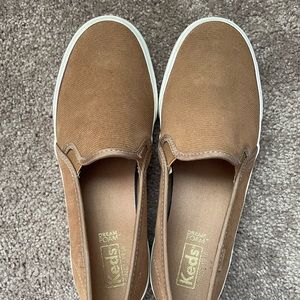 Keds Double Decker Slip On Sneakers- Tan Corduroy